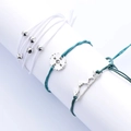 Set di bracciali intrecciati in stile bohémien con ciondoli a montagna e bussola - Stile Intrecciato a Più Strati Bussola Montagna