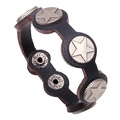 Punk lederen armband met sterpatroon metalen klinknagels en verstelbare drukknopen - Zwart