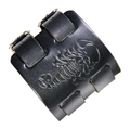 Bracciale largo in pelle retrò con goffratura a scorpione e doppia fibbia metallica - Nero