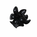 Glossy black plumeria flower hair claw clip in a minimalist resin finish for women - Glossy Black