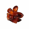 Retro amber resin plumeria flower hair claw clip with semi-transparent glossy finish - Glossy Transparent Red