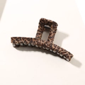 Braune Haarklammer mit Leopardenmuster in quadratischer Form mit weichem Samt - Braun Leopard-Rechteckiger Stil