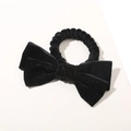 Elegante coletero con lazo de terciopelo negro y alta elasticidad para peinados clásicos - Negro (Terciopelo)