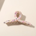 Pink marble acetate hair claw clip with vintage French floral pattern and strong spring - 11cm / Bulk (No Packaging) / Pink