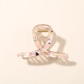 Pink and beige acetate hair claw clip with shell pattern and gold metal spring - Bulk Packaging / Pink Floral