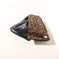 Elegante borsa a mano in pelle plissettata nera con stampa animalier e logo - Patchwork Leopardato Nero - Triangolo / Confezione sfusa