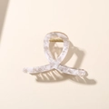 Elegant marble white acetate hair claw clip with golden metal spring for women - Bulk Packaging / White Marble