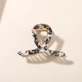 Elegant marble pattern acetate hair claw clip with gold metal spring for styling - Black Cross Claw Clip
