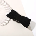Elegant black velvet bow banana clip with a soft satin-like texture and secure grip - Individual Packaging / Black-Ribbon Bow