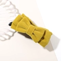 Elegant mustard yellow velvet tiered bow banana hair clip with high-end texture - Individual Packaging / Ginger - Bow Style