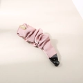 Elegant pink satin banana hair clip with pleated fabric design and gold buckle detail - Wrinkled / Individual Packaging / Peach