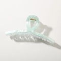 Große mintgrüne transparente Haarklammer aus Acetat mit feinem Glitzer und goldener Feder - Meerjungfrau Grün Kreuz Stil / Unabhängige OPP-Beutelverpackung