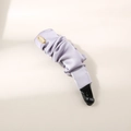 Elegant purple velvet banana hair clip with a stylish gold hollow metal ornament - Wrinkled / Individual Packaging / Light Purple