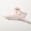 Eleganter großer Haarclip in Perlrosa mit starker goldener Metallfeder für Damen - Meerjungfrau Orange Kreuz Stil / Unabhängige OPP-Beutelverpackung