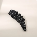 Barrette banane de style français en satin noir à pois blancs pour femmes - Black Polka Dot - Pleated
