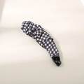Barrette banane à motif à carreaux noir et blanc avec tissu à volants élégant - Checkered - Pleated