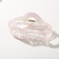 Pinza para el pelo rosa perlado diseño nube ondulada con muelle dorado de metal - Empaque a granel / Rosa Irisado Sirena