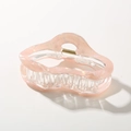Pinza para el pelo en acetato rosa jaspeado con diseño de ondas transparentes - Empaque a granel / Melocotón Irisado Sirena