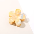 Elegante molletta per capelli a fiore in acetato marmorizzato ambra giallo e blu - Stile Fiore / Marmo Arancio Giallo