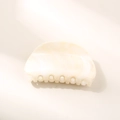 Elegant cream hair claw clip with yellow marble texture and smooth acetate finish - Off-White Dumpling Style