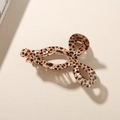 Elegante pinza para el pelo de acetato con estampado de leopardo y muelle dorado - Embalaje Individual / Pinza de Garra Lazo Leopardo Amarillo