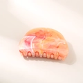 Elegant semi-round hair claw with orange and white marble resin texture for thick hair - Orange-Red Dumpling Style