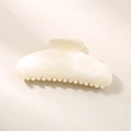 Elegant cream semi-circular hair claw clip with marble texture for thick hair - Cream Semicircle Style
