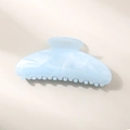 Light blue marble texture hair claw clip with glossy finish in a classic arched design - Light Blue Semi-circle Style