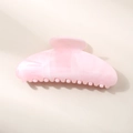 Minimalist light pink hair claw clip with white marble pattern in acetate finish - Light Pink Semi-circle Style