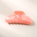 Elegant cream pink marble hair claw clip with shell texture for thick hair styles - Deep Pink Semi-circle Style