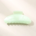 Elegant light green semi-circle hair claw clip with white marble resin texture - Light Green Semi-circle Style