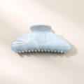 Elegant light blue marble pattern hair claw clip with glossy resin finish for styling - Light Gray Semi-circle Style