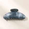 Minimalist marble pattern shark hair claw clip in dark grey blue resin finish - Black Semicircle Style