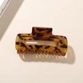 Quadratische Haarklammer mit Leopardenmuster aus braunem Acetat im Hohldesign - Breiter rechteckiger Stil / Glänzend Gelb Leopard