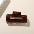 Klassische Haarspange mit Leoparden-Schildpatt-Muster im rechteckigen Hohldesign - Breiter rechteckiger Stil / Glänzend Rot Leopard