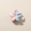 Blumen-Haarklammer mit pink-blauem Farbverlauf und weißem Spritzmuster-Design - Großpackung / Blau-Rosa Farbverlauf (Frangipani)