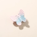 Pince à cheveux papillon dépolie avec un dégradé de couleurs rose et bleu doux - Papillon N° 5 Dégradé Bleu Et Rose - 4 Cm / Emballage en Vrac