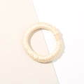 Elastisches Satin-Haargummi in Champagnergold mit glatter dekorativer Schnalle - Cremegelb - Klein