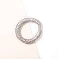 Silver-grey elastic satin scrunchie with pleated silk texture and cylindrical buckle - Dark Gray - Satin Small