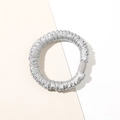 Silk texture scrunchie in metallic silver gray with premium elastic band for women - Sea Blue - Satin Small