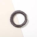 Elastic coffee brown satin pleated hair scrunchie with smooth silk texture finish - Dark Purple - Satin Small