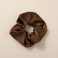 Faux rabbit fur scrunchie in dark brown plush fabric for elegant ponytails - Coffee - Satin XL