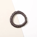 Minimalist coffee brown satin scrunchie with spiral texture and cylindrical clasp - Dark Coffee - Satin Small