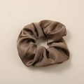 Chocolate brown faux rabbit fur scrunchie with a soft plush texture and satin sheen finish - Dark Gray - Satin XL