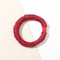Elegant wine red satin scrunchie with glossy decorative bead on a stylish background - Wine Red - Satin Small