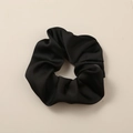 Elegant large black satin scrunchie with smooth glossy finish for women's hair styling - Black - Satin XL