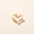 Dolce molletta per capelli a forma di cuore in bianco crema e rosa marmorizzato - Bianco Crema Lucido