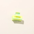 Small 2.5cm plumeria hair claw clip in marble yellow and mint green design - Small Rectangular Style / Glossy Matcha Green