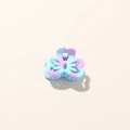 Mini 2.5cm plumeria hair claw in sky blue with pink spots and glossy finish - Glossy Blue