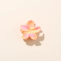 Pince à cheveux fleur de frangipanier avec dégradé rose et jaune crème, fini mat - 2.5cm Frangipanier / Rouge Orangé Brillant